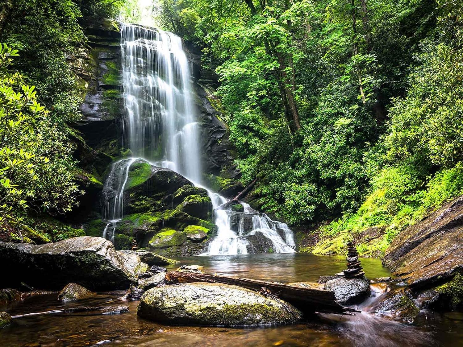 Reyhui 151''x105''Cascading Waterfalls in Forest Wall Mural Large Wallpaper Mural Wall Decor for Bedroom
