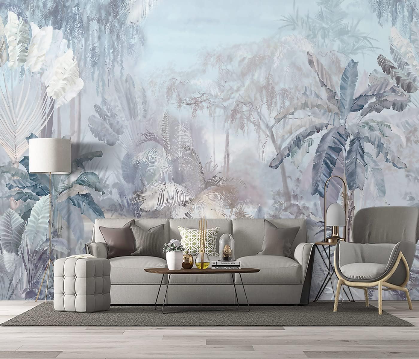 Tropical Botanical Wallpaper Woodland Forest Tree Bedroom Banana Leaf Plant murals Aesthetic Room Decor Living Room tv Background Large wall Mural - 160"x108" Not Peel and Stick B029 160"x108"