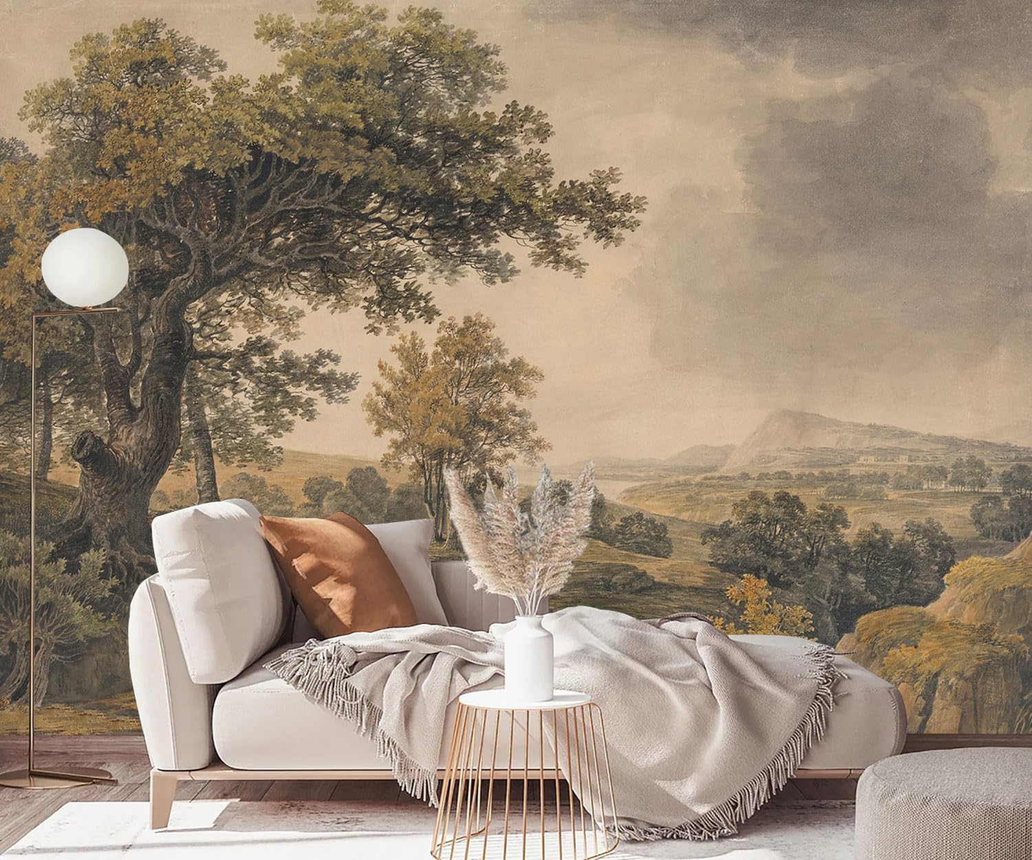 YQWDMX - Beige Forest Peel and Stick Wallpaper Jungle Self-Adhesive Mural for Living Room ZY12 L Z12 160"x 109"